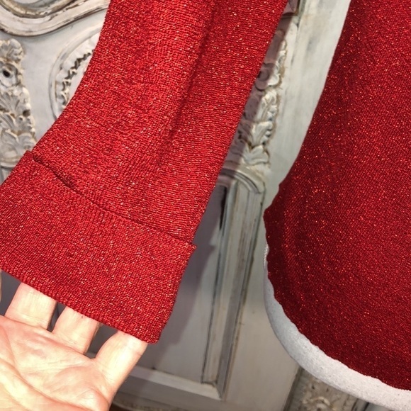 CLIO VINTAGE Silk Metallic Long Sleeve V Neck Lightweight Sweater Size Medium - Picture 3 of 6